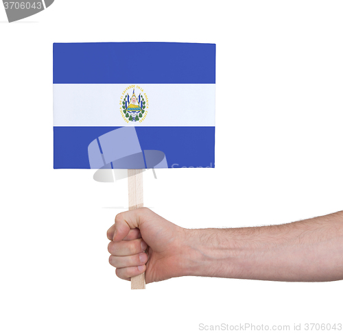 Image of Hand holding small card - Flag of El Salvador