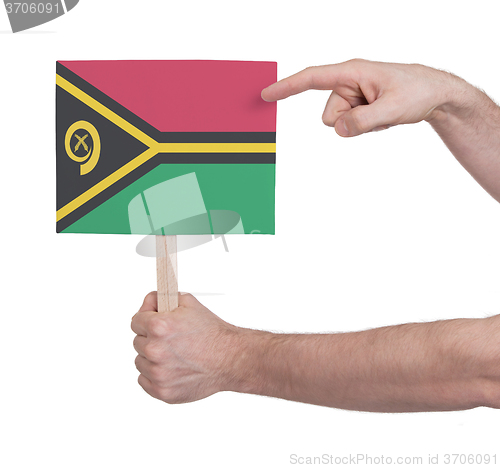 Image of Hand holding small card - Flag of Vanuatu