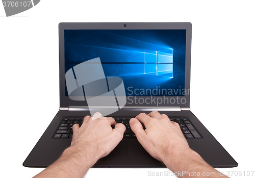 Image of HEERENVEEN, NETHERLANDS, June 6, 2015: Laptop computer with Wind