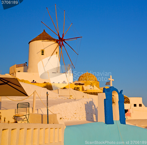 Image of old mill in santorini greece europe  and the sky sunrise