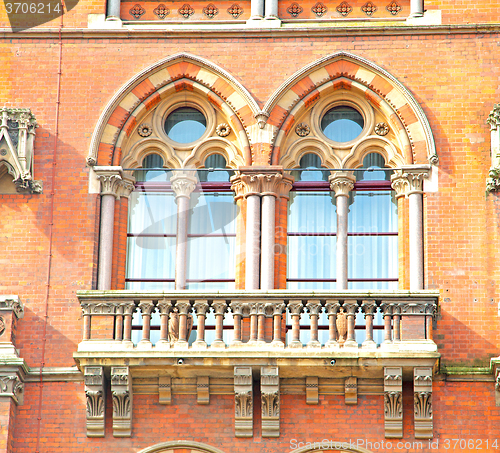 Image of old architecture in london england windows and brick exterior wa