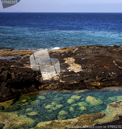 Image of lagoon sky cloud   in lanzarote spain