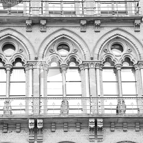 Image of old wall architecture in london england windows and brick exteri