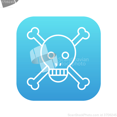 Image of Skull and cross bones line icon.