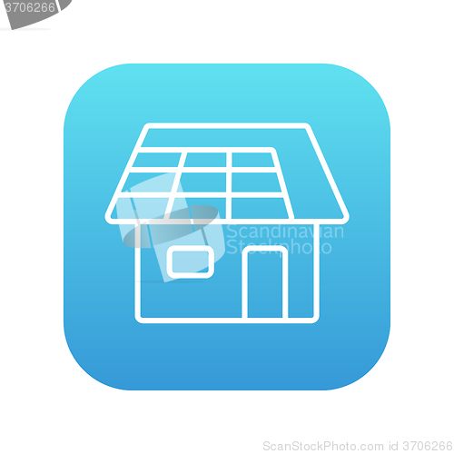 Image of House with solar panel line icon.