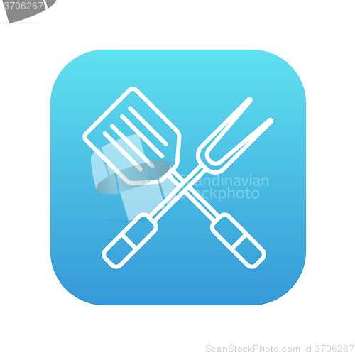 Image of Kitchen spatula and big fork line icon.