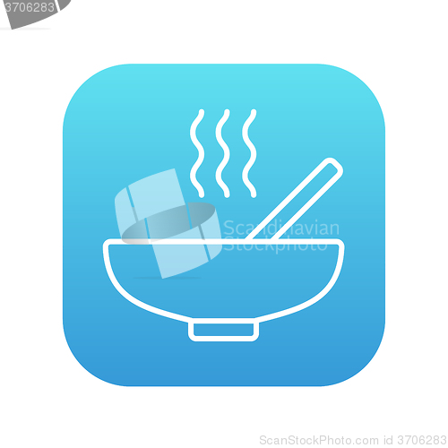 Image of Bowl of hot soup with spoon line icon.