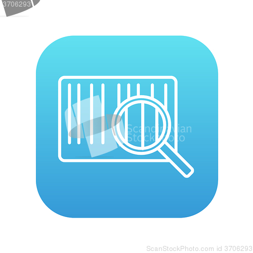 Image of Magnifying glass and barcode line icon.