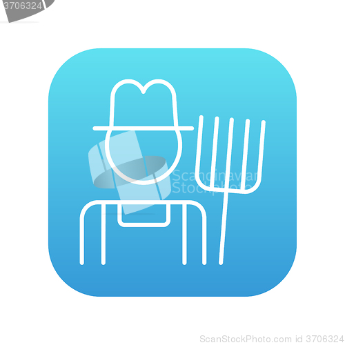 Image of Farmer with pitchfork line icon.