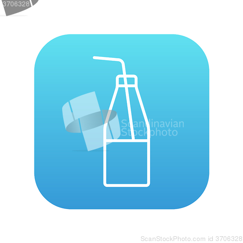 Image of Glass bottle with drinking straw line icon.