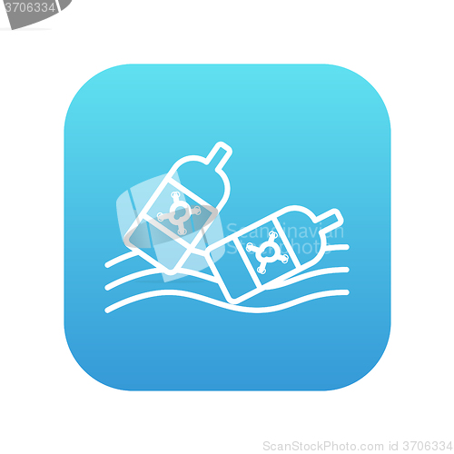 Image of Bottles floating in water line icon.