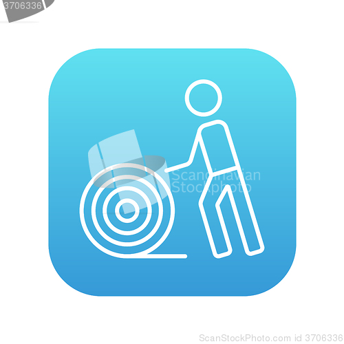 Image of Man with wire spool line icon.