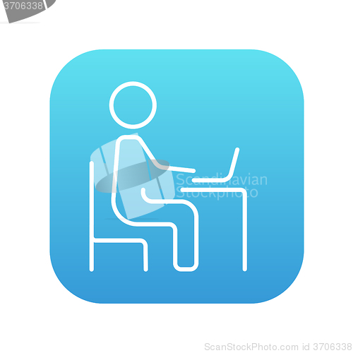 Image of Businessman working at his laptop line icon.