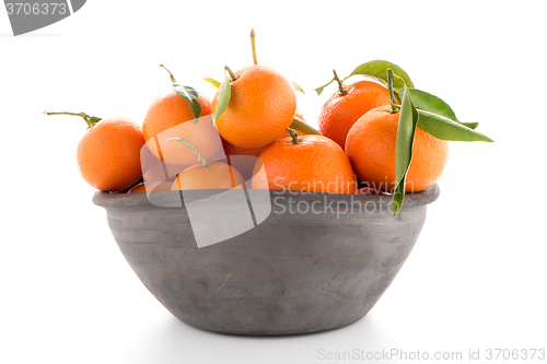Image of Tangerines on clay bowl 