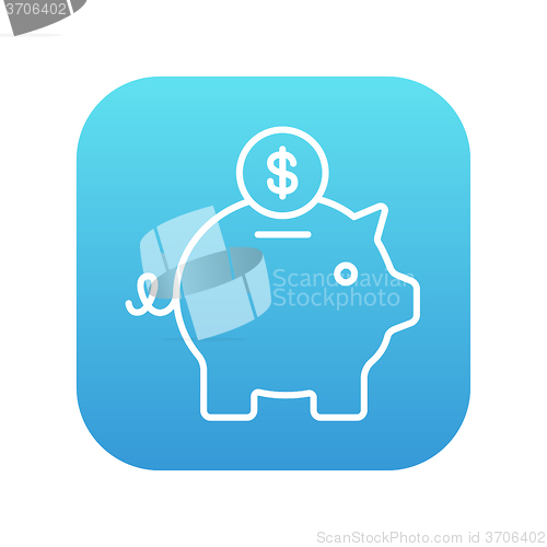 Image of Piggy bank with dollar coin line icon.