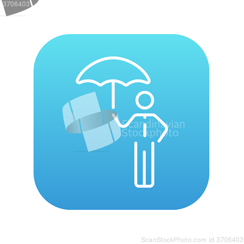 Image of Businessman with umbrella line icon.