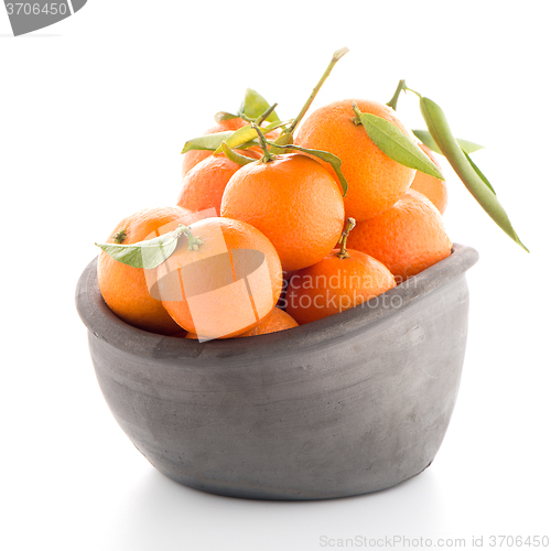 Image of Tangerines on clay bowl 