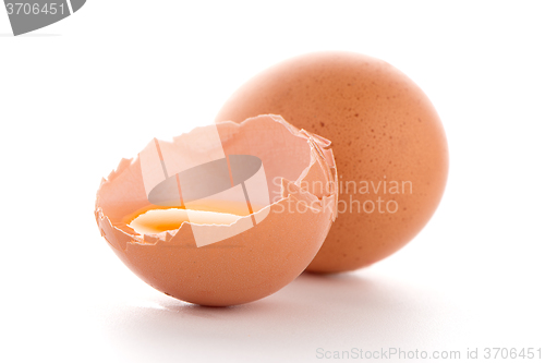 Image of Raw eggs isolated on white