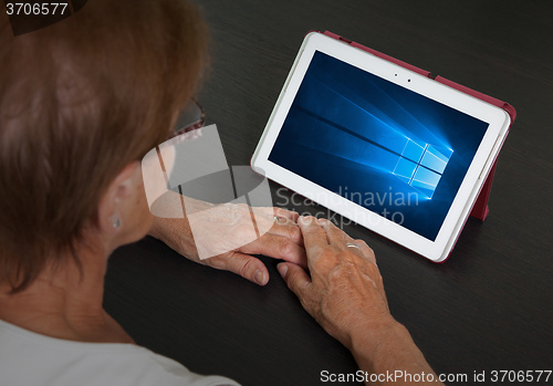 Image of HEERENVEEN, NETHERLANDS, June 6, 2015: Tablet computer with Wind