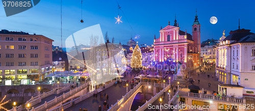 Image of Ljubljana in  Christmas time, Slovenia.