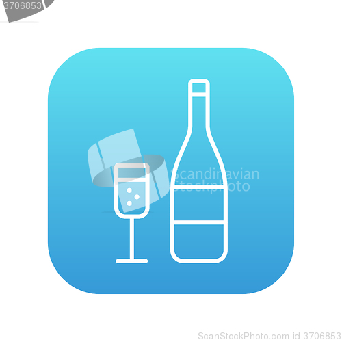 Image of Bottle of champaign and glass line icon.