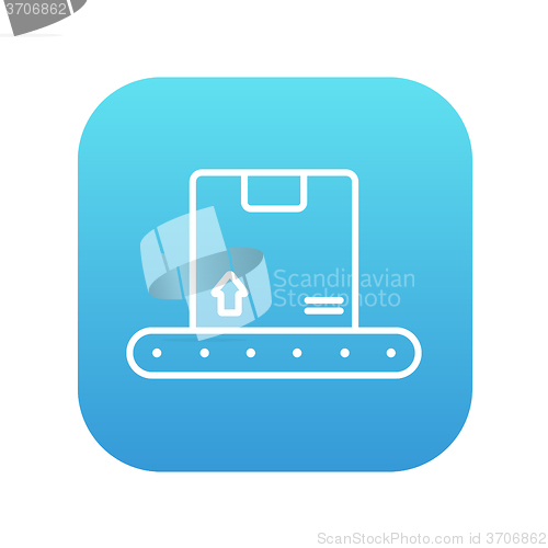 Image of Conveyor belt for parcels line icon.