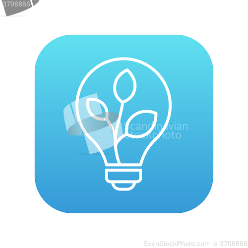 Image of Lightbulb and plant inside line icon.