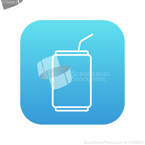 Image of Soda can with drinking straw line icon.