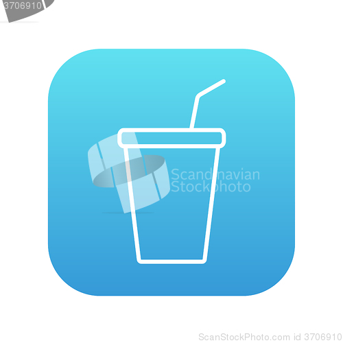 Image of Disposable cup with drinking straw line icon.