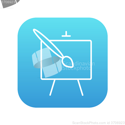 Image of Easel and paint brush line icon.