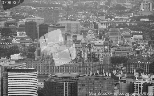 Image of Black and white Aerial view of London