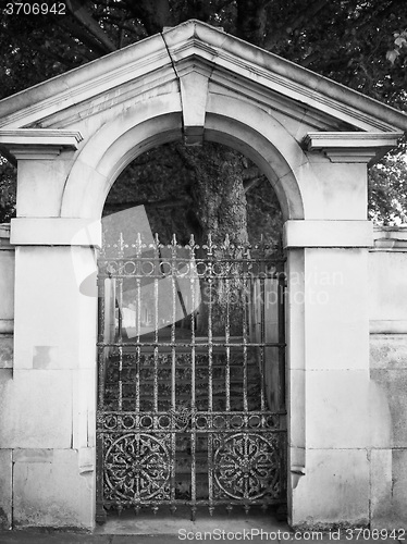 Image of Black and white Old gate