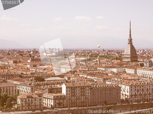 Image of Retro looking Aerial view of Turin