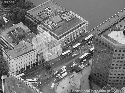 Image of Black and white Aerial view of London