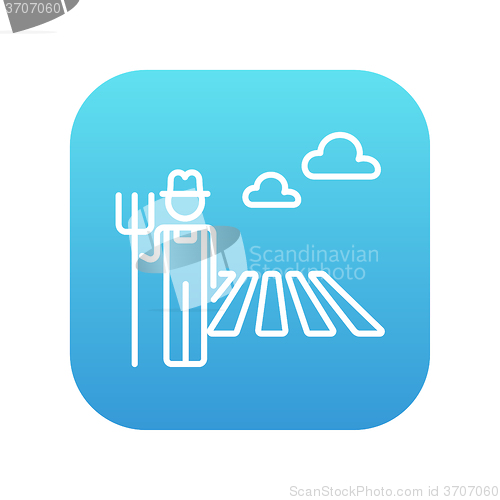 Image of Farmer with pitchfork line icon.