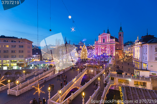 Image of Ljubljana in  Christmas time, Slovenia.