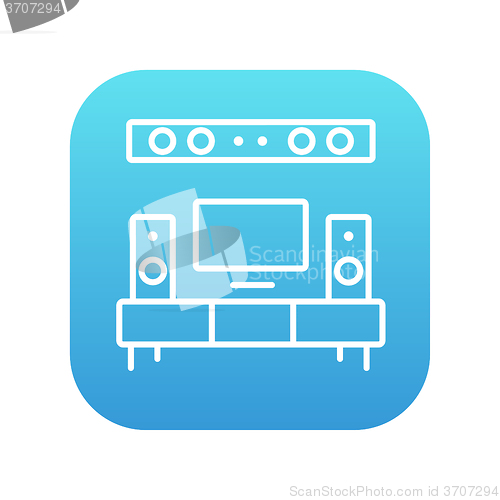 Image of TV flat screen and home theater line icon.