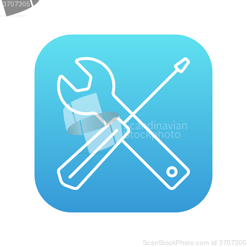 Image of Screwdriver and wrench tools line icon.