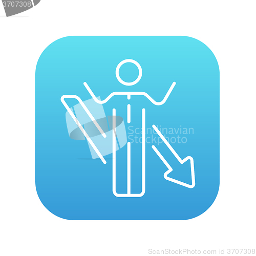 Image of Businessman with arrow down line icon.