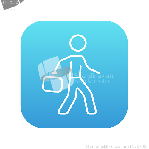 Image of Businessman walking with briefcase line icon.