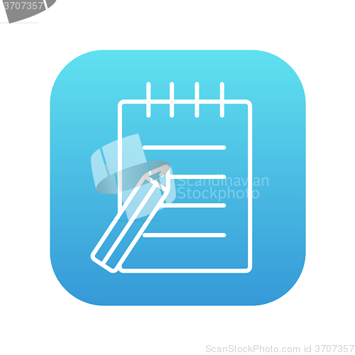 Image of Writing pad and pen line icon.