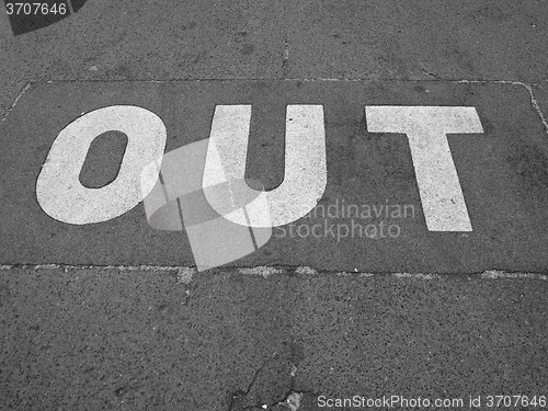 Image of Black and white Out sign