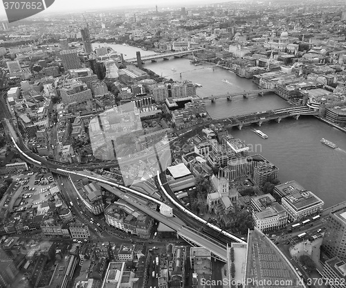 Image of Black and white Aerial view of London