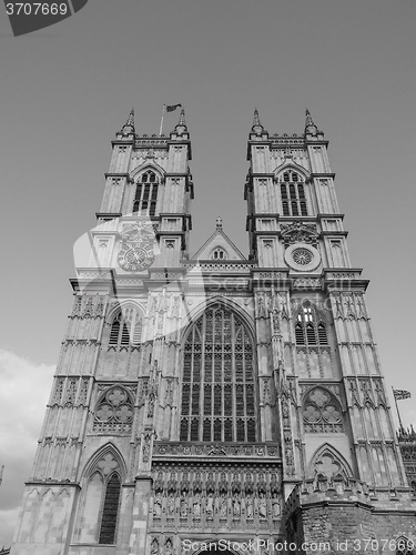 Image of Black and white Westminster Abbey in London