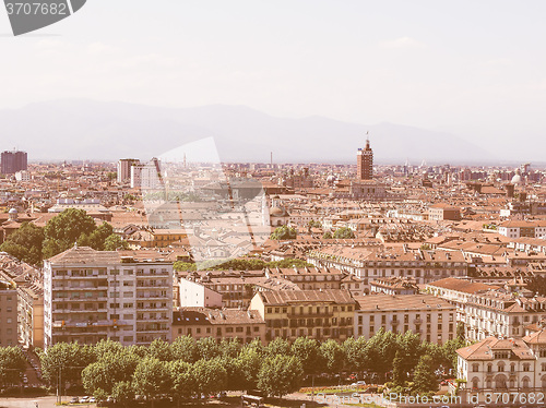 Image of Retro looking Aerial view of Turin