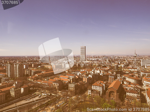 Image of Retro looking Milan aerial view