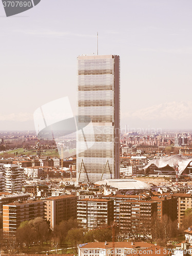 Image of Retro looking Milan aerial view