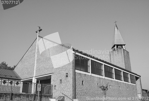 Image of Black and white Cavagnolo parish church