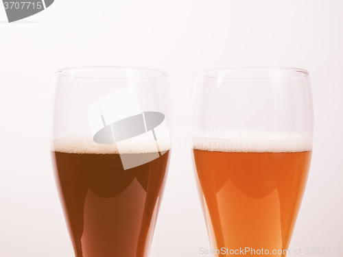Image of Retro looking Two glasses of German beer