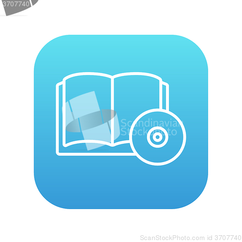 Image of Audiobook and cd disc line icon.